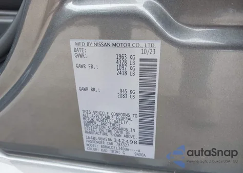 2024 Nissan Altima S Fwd from USA, damaged, VIN 1N4BL4BV5RN342498